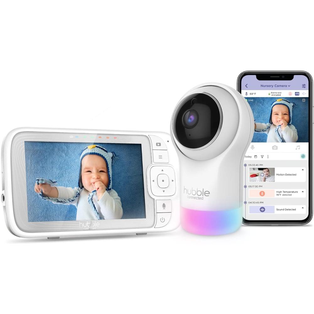 Hubble Connected Nursery Pal Glow+ - Smart Baby Monitor for Infants - White