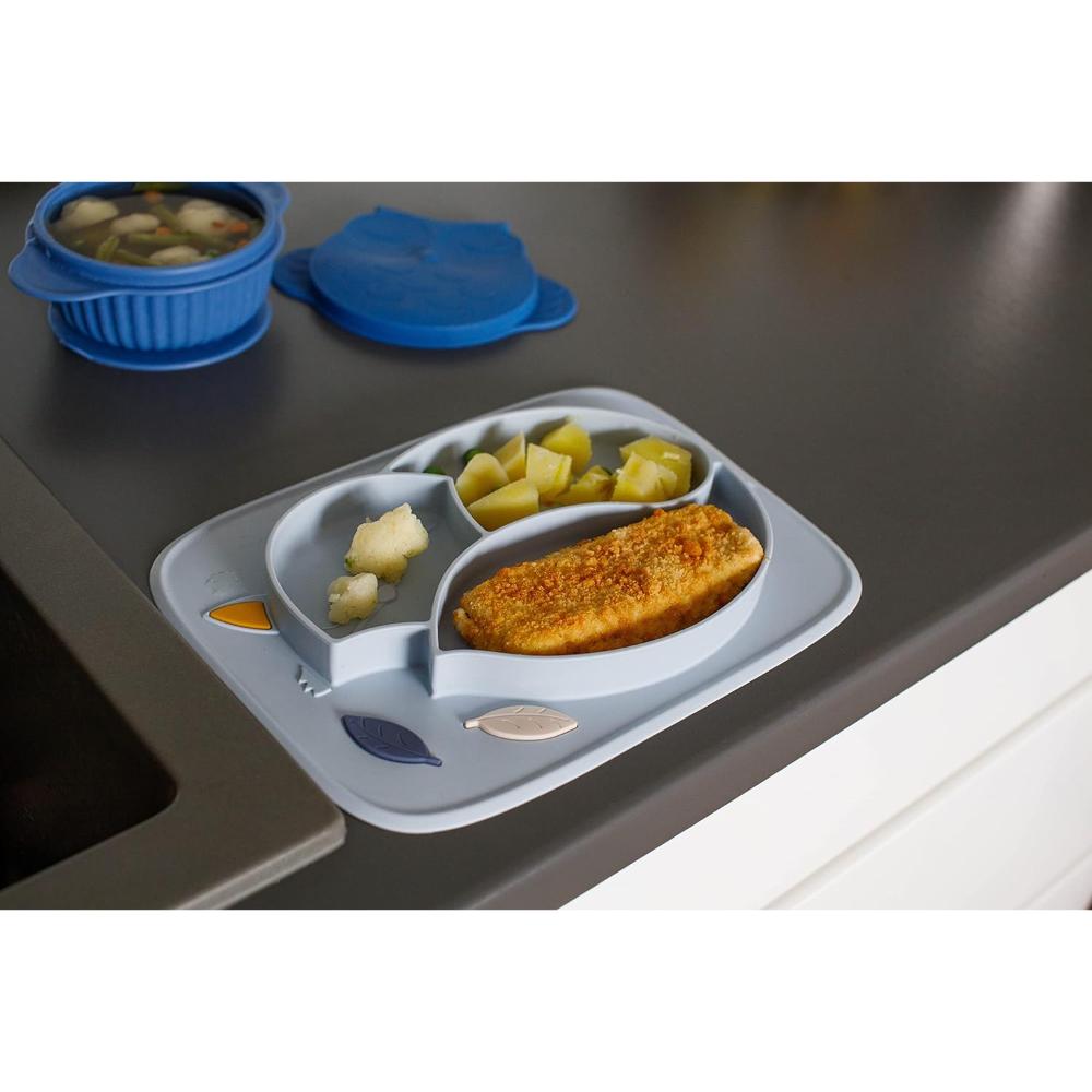 Innogio - Gio Fox Toddler Plate For Baby, Dishwasher Safe, Blue