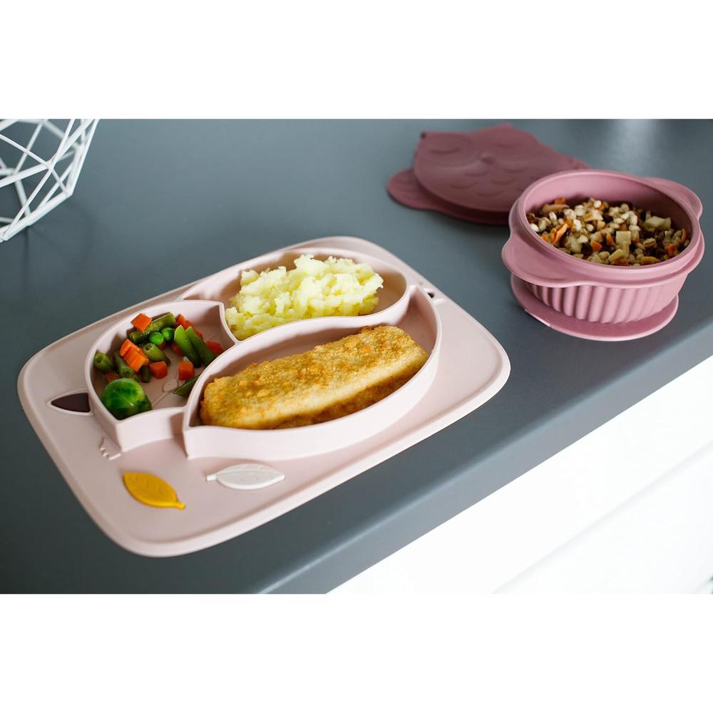 Innogio - Gio Fox Toddler Plate For Baby, Dishwasher Safe, Pink