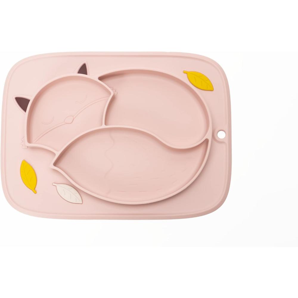 Innogio - Gio Fox Toddler Plate For Baby, Dishwasher Safe, Pink