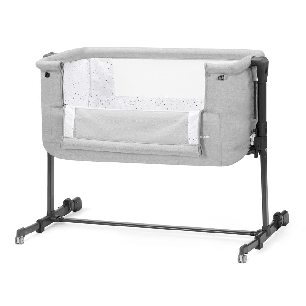 Kinderkraft Side2Bed Co Sleeper Cot Grey Melange Babystore.ae