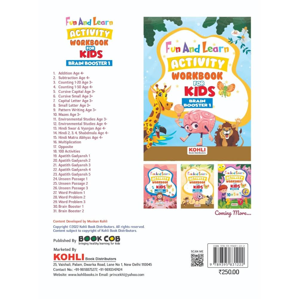 Kohli Book Distributors - Fun and Learn Activity Workbook - Brain Booster 1