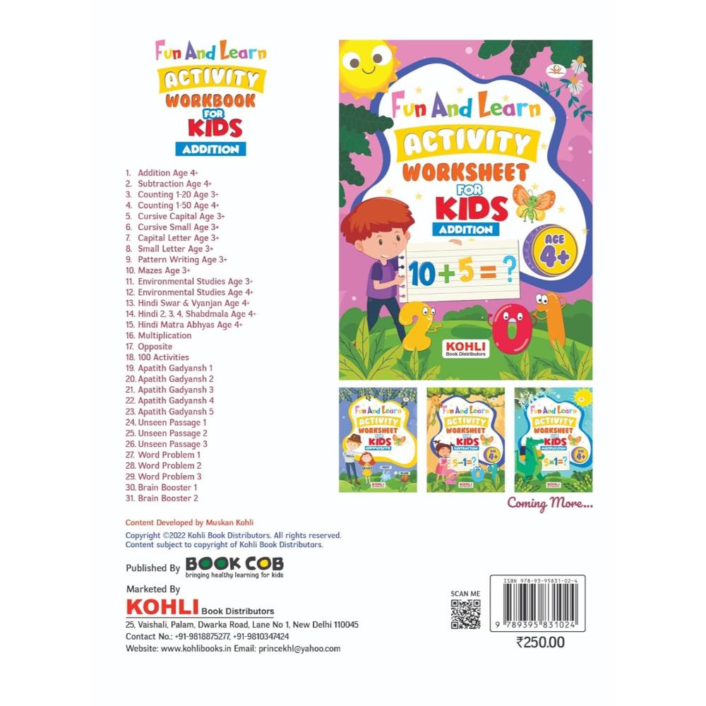 Kohli Book Distributors - Fun and Learn Activity Worksheet - Addition