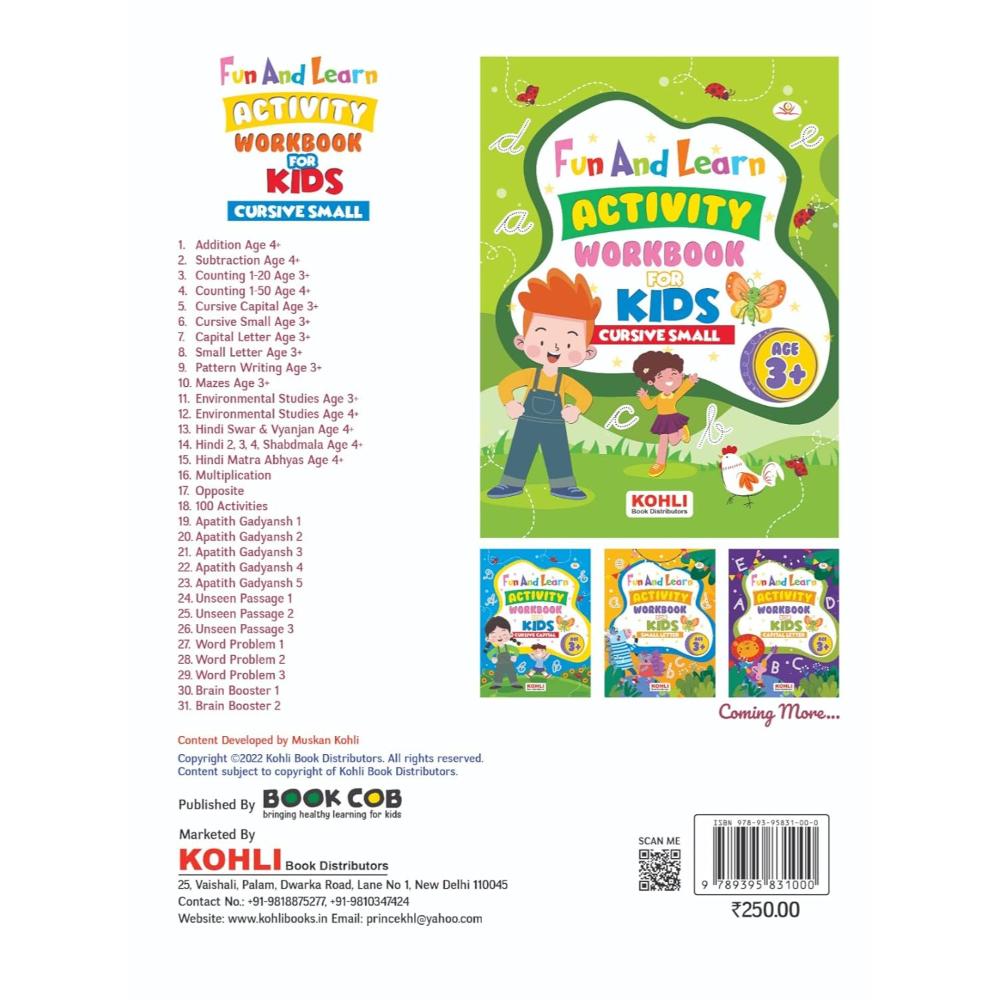 Kohli Book Distributors - Fun and Learn Activity Worksheet - Cursive Small Letter