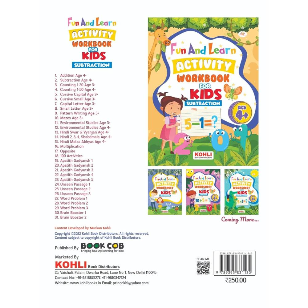 Kohli Book Distributors - Fun and Learn Activity Worksheet - Subtraction