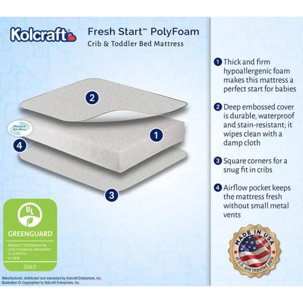 Kolcraft - Fresh Start Polyfoam Crib Mattress - White Windsor