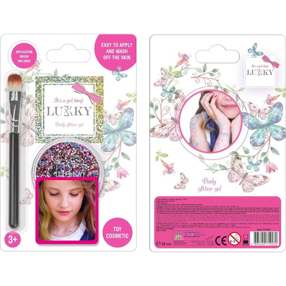 Lukky - Body Glitter Gel w/ Brush 25ml Color Mix