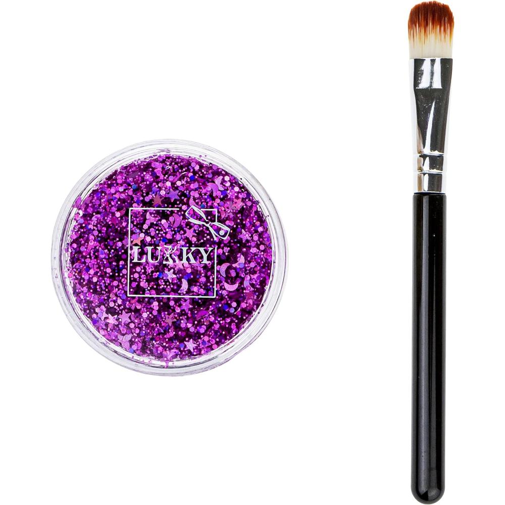 Lukky - Body Glitter Gel w/ Brush 25ml Purple