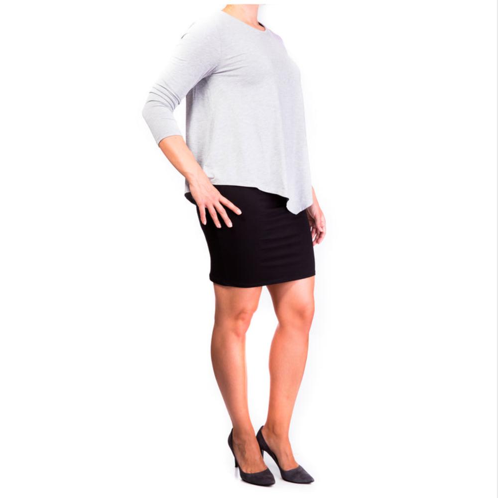 Mama Basic - Double Layer Maternity & Nursing Dress - Grey And Black
