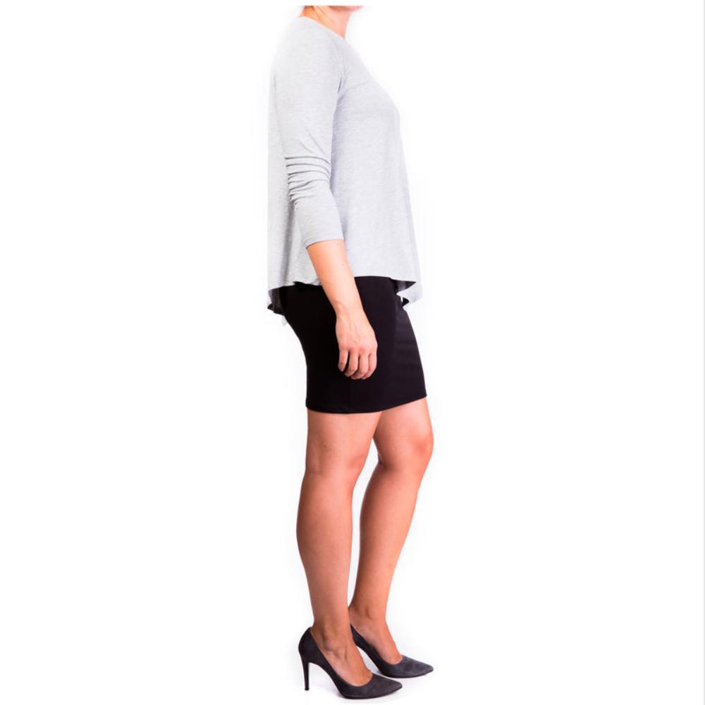 Mama Basic - Double Layer Maternity & Nursing Dress - Grey And Black