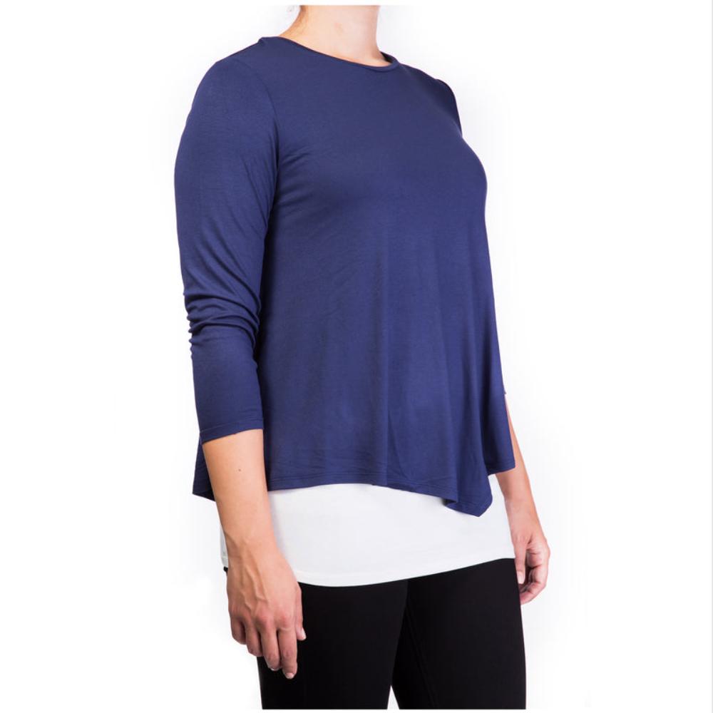 Mama Basic - Double Layer Maternity & Nursing Top¬†- Navy And Cream