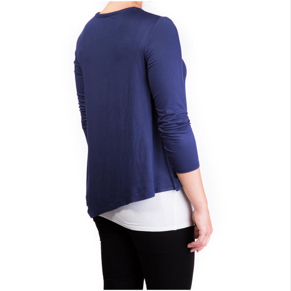 Mama Basic - Double Layer Maternity & Nursing Top¬†- Navy And Cream