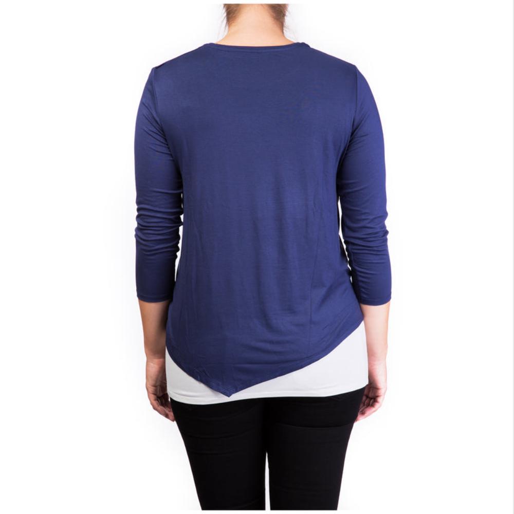 Mama Basic - Double Layer Maternity & Nursing Top¬†- Navy And Cream