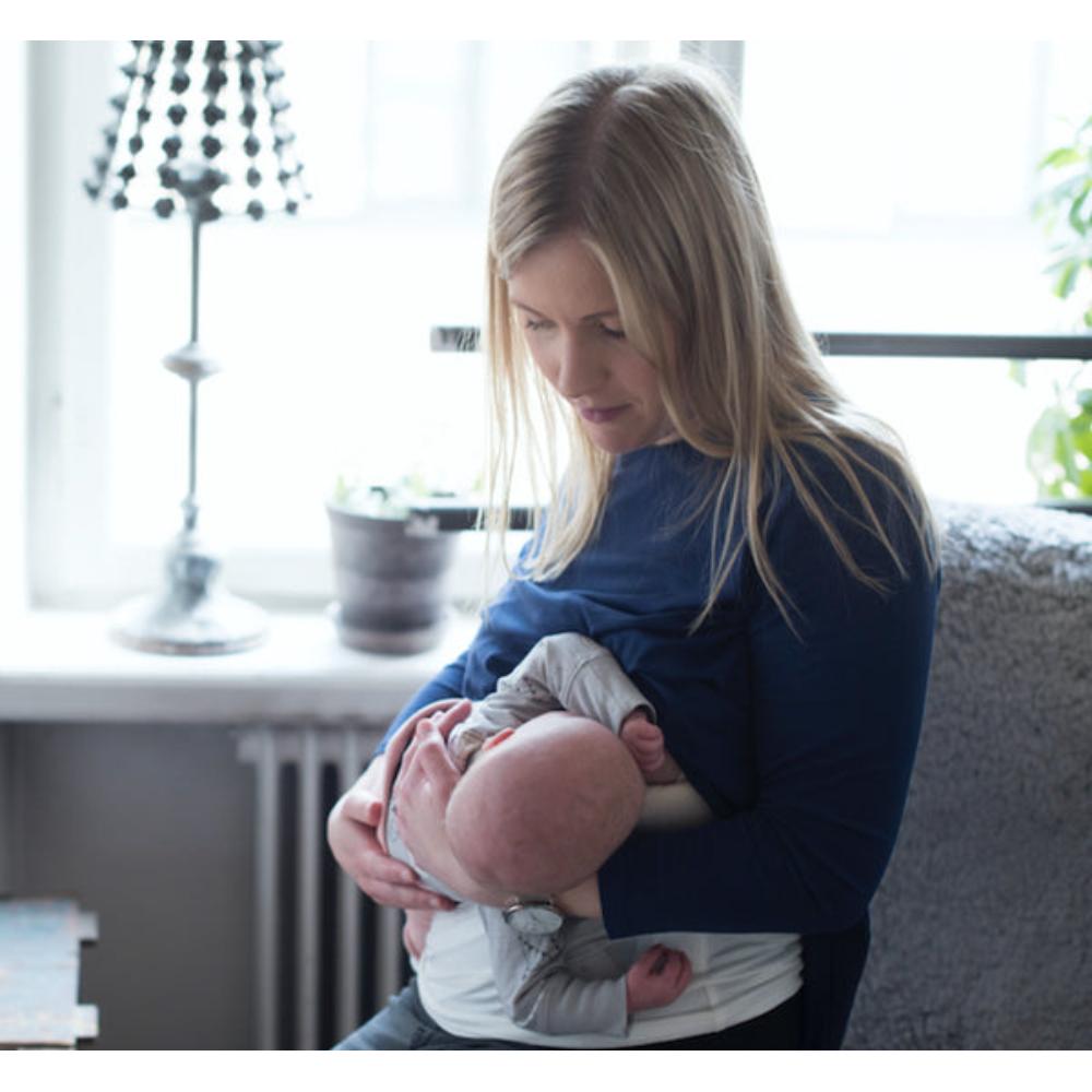 Mama Basic - Double Layer Maternity & Nursing Top¬†- Navy And Cream