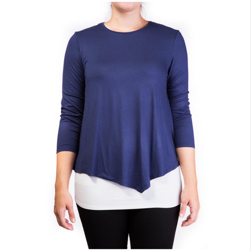 Mama Basic - Double Layer Maternity & Nursing Top¬†- Navy And Cream