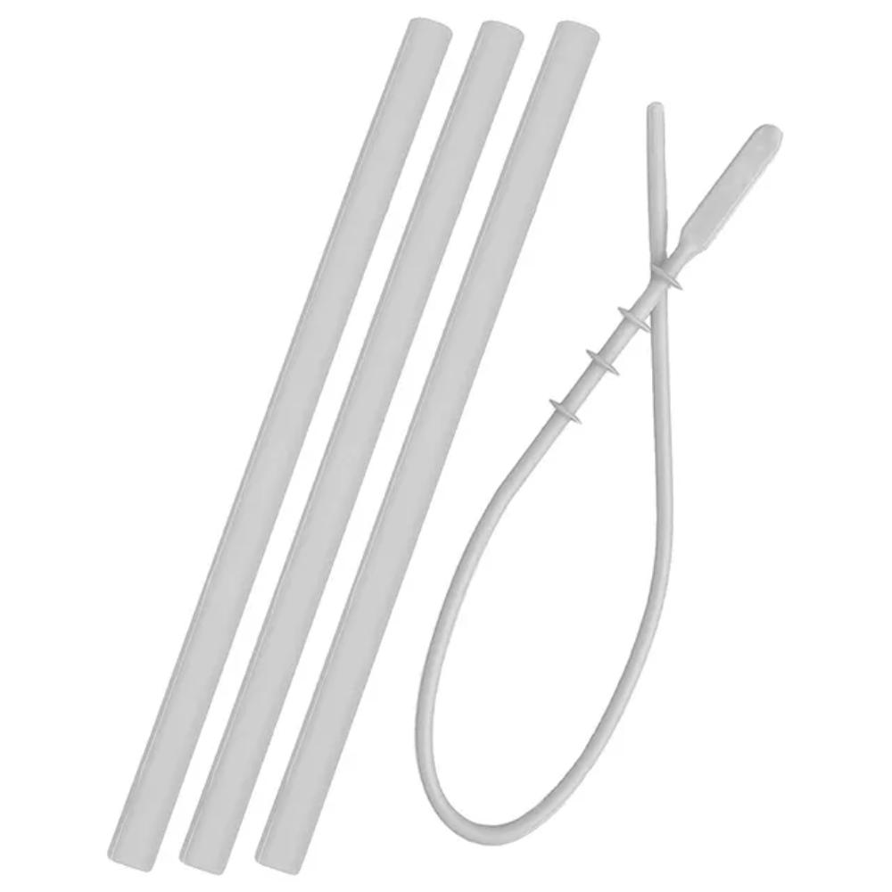 Minikoioi - Flexi Straws - 3 Pcs & Brush - Powder Grey