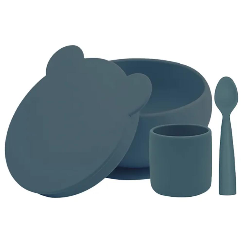Minikoioi - Silicone Dining Set of 4pcs - Deep Blue
