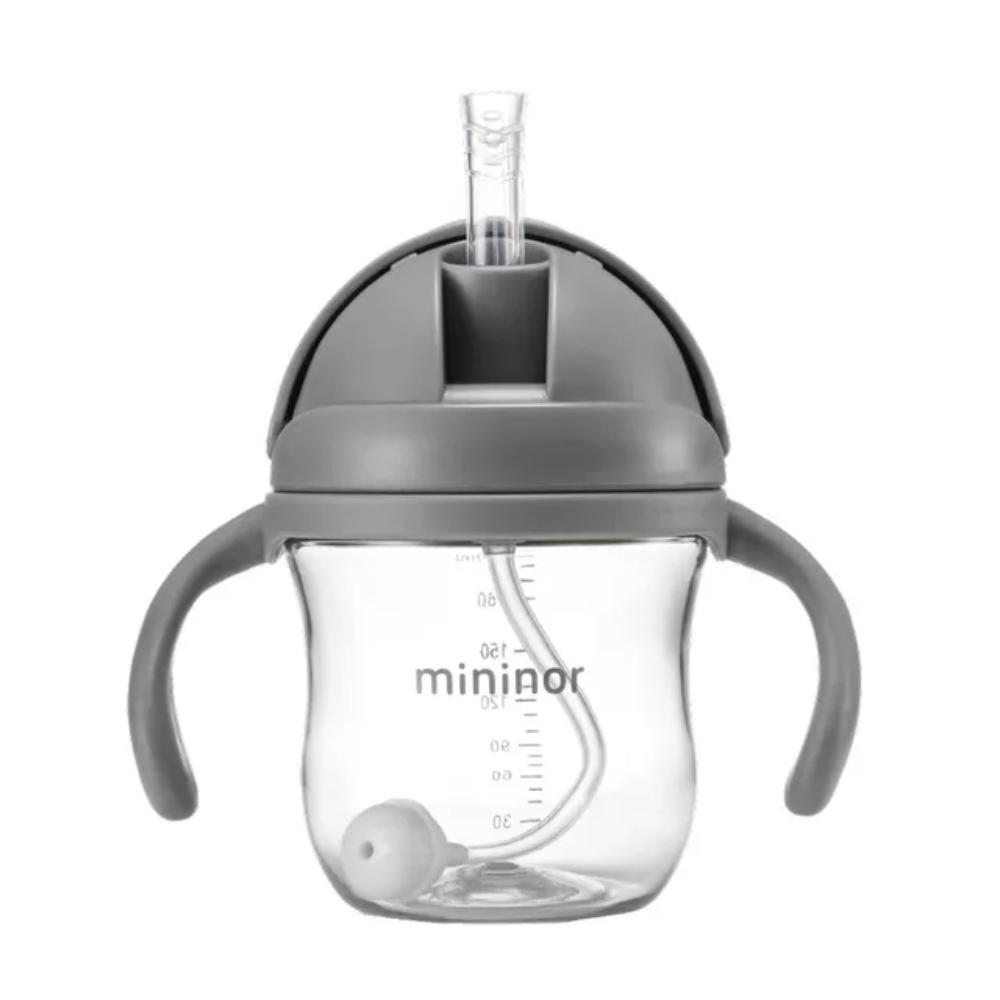 Mininor - Straw Bottle Tritan 220ml Grey Seal