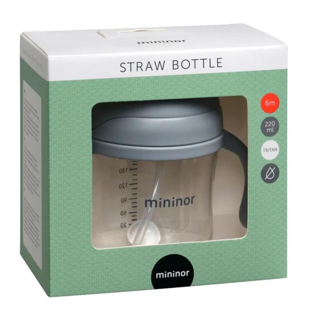 Mininor - Straw Bottle Tritan 220ml Grey Seal