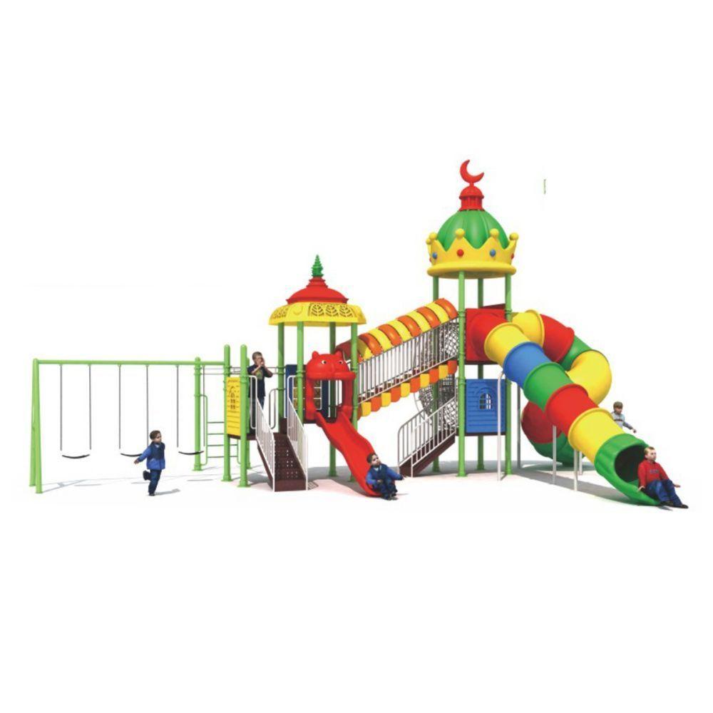 MYTS - Moon Roof Tube & Curved Slide And 3 Swing ,Climber And Monkey Bar Muti Playcentre