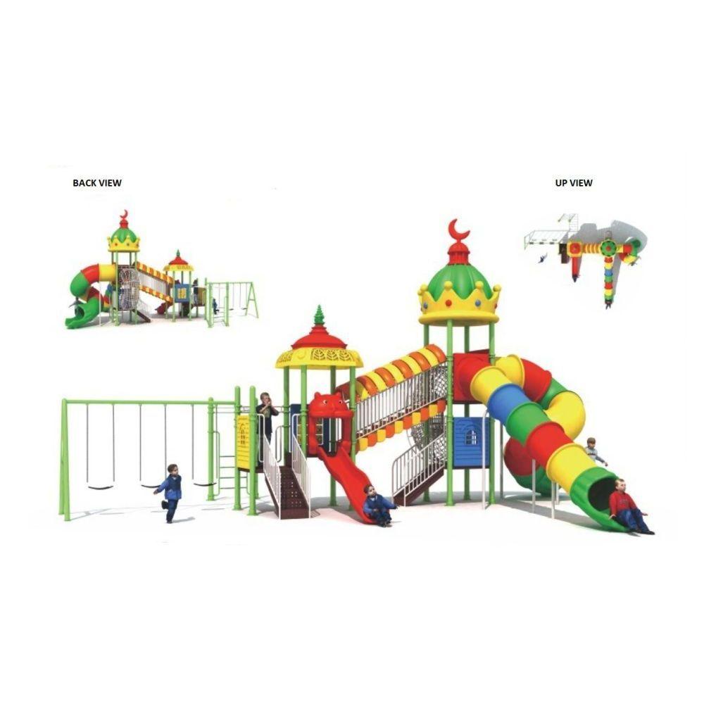 MYTS - Moon Roof Tube & Curved Slide And 3 Swing ,Climber And Monkey Bar Muti Playcentre