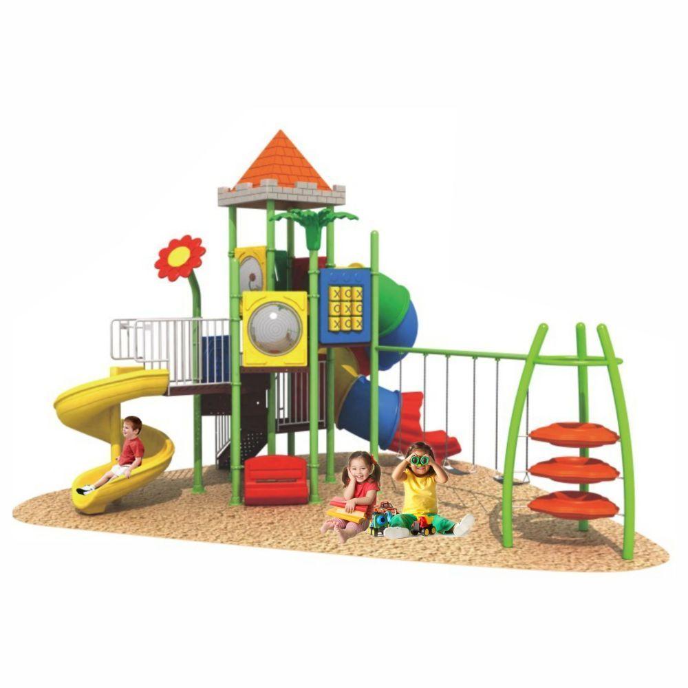 MYTS - Pinokee Tube Curved Slide 3 Swing With Climber