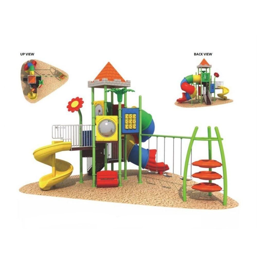 MYTS - Pinokee Tube Curved Slide 3 Swing With Climber