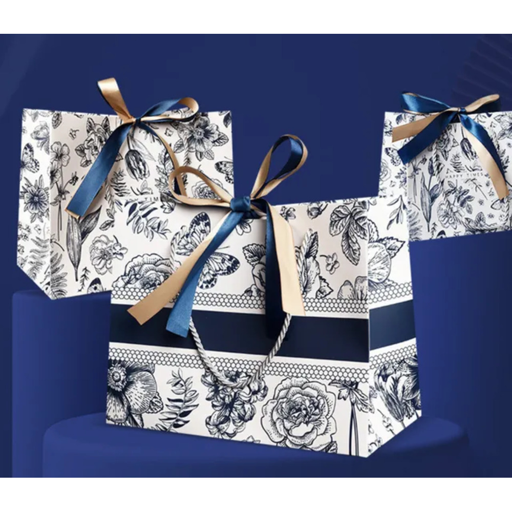 Playpro - Floral Gift Bag - Pack of 3 - Medium - Navy
