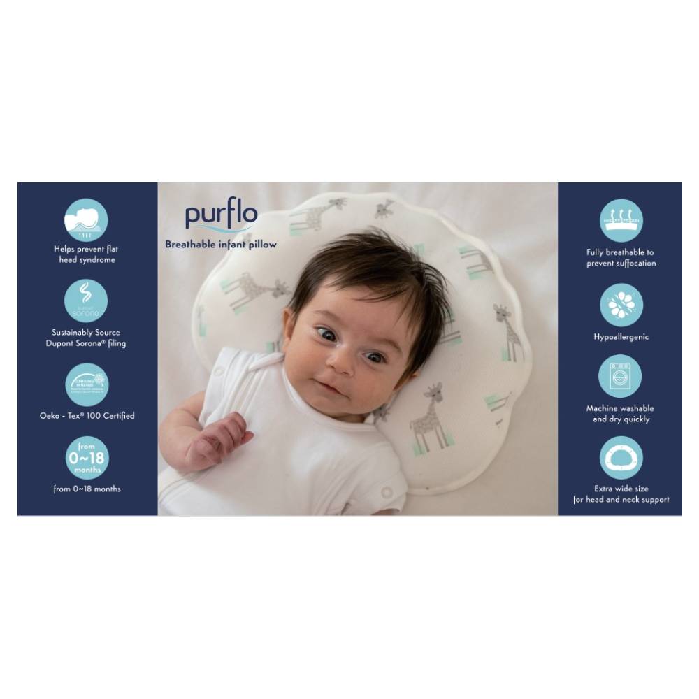 Purflo Breathable Infant Pillow Giraffe Babystore.ae