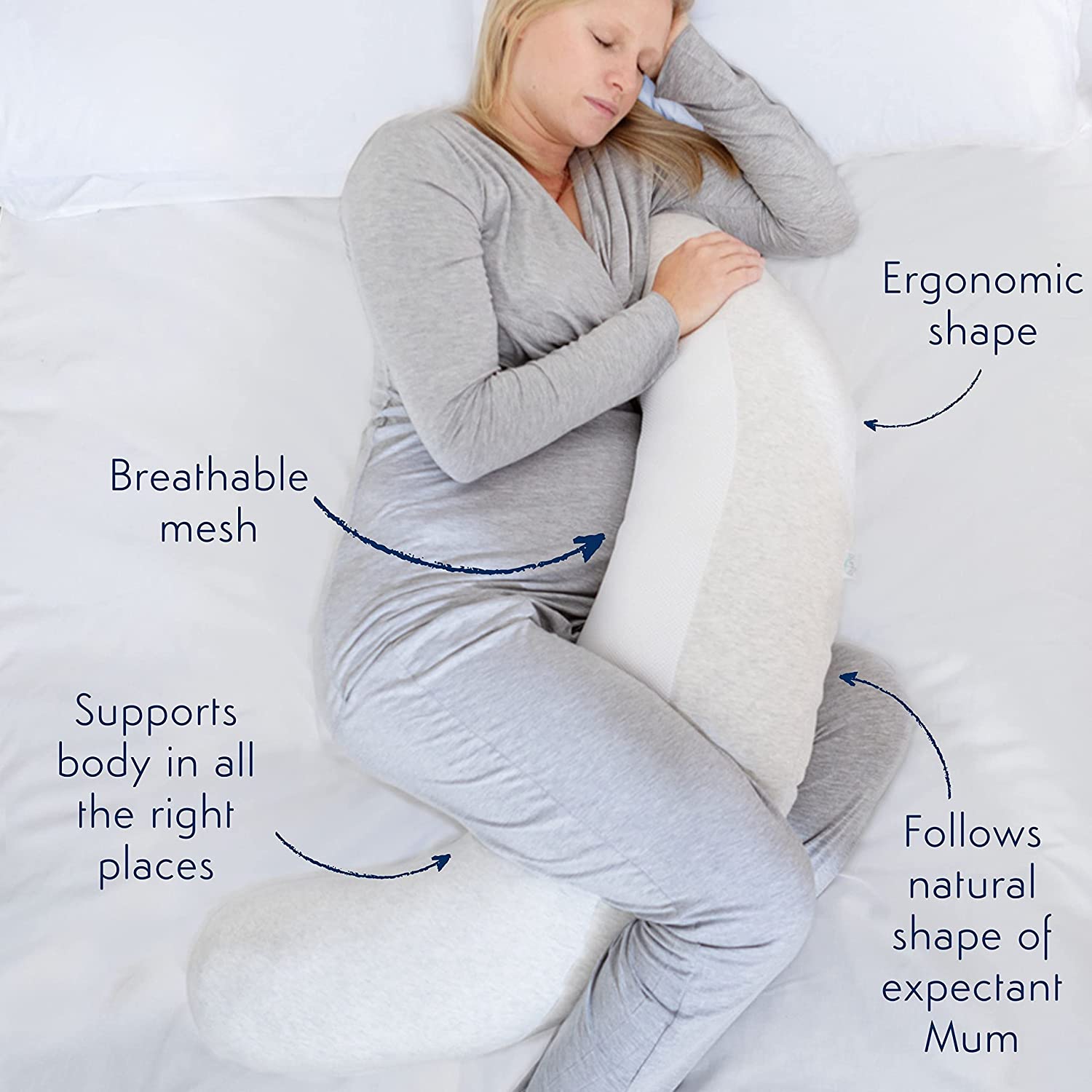 Purflo - Breathe Pregnancy Pillow Cover - Minimal Grey