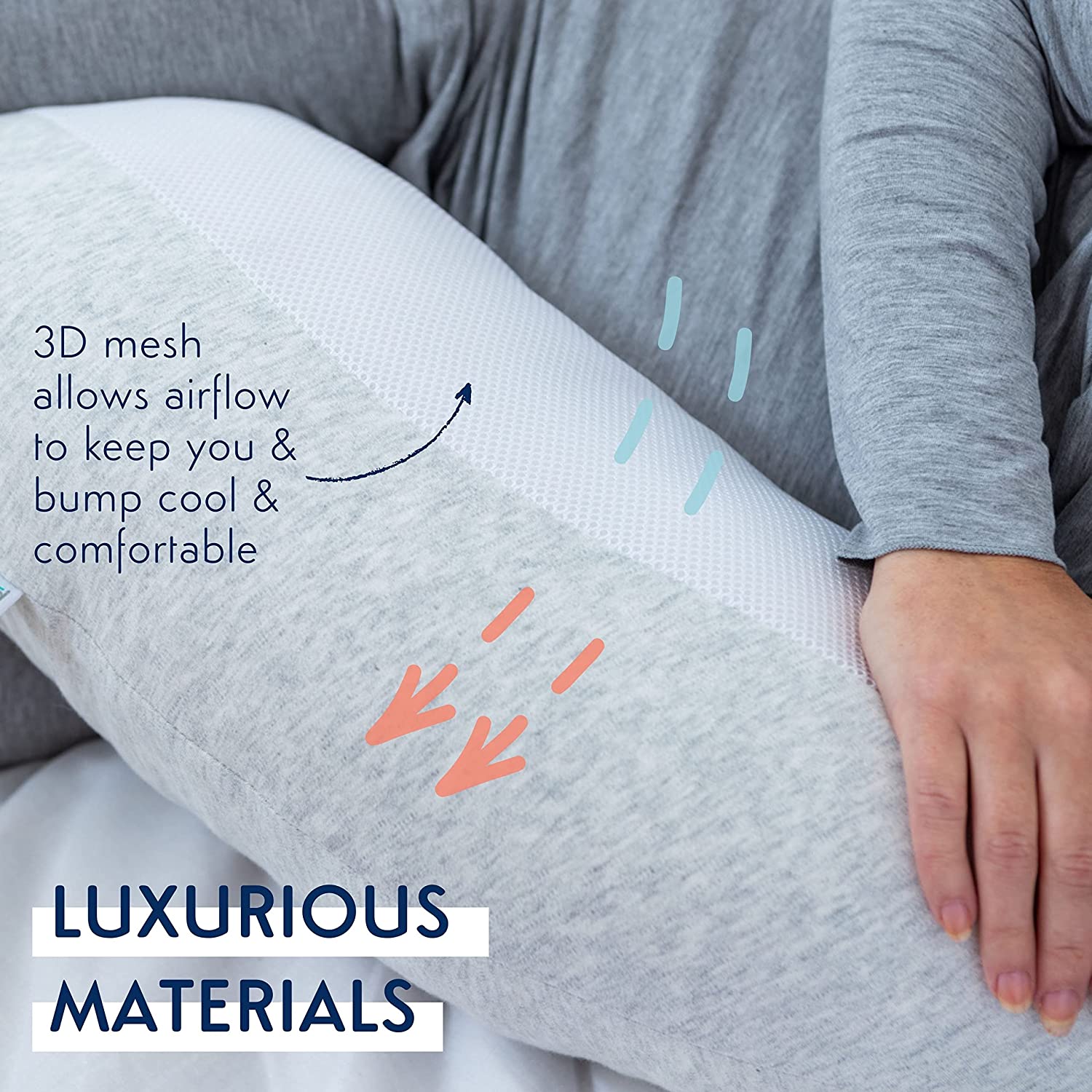 Purflo - Breathe Pregnancy Pillow Cover - Minimal Grey