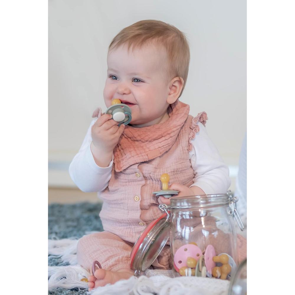 Rebael - Fashion Natural Rubber Round Pacifier Size 2 - Baby 6M+ 1-pack - Stormy Pearly Elephant