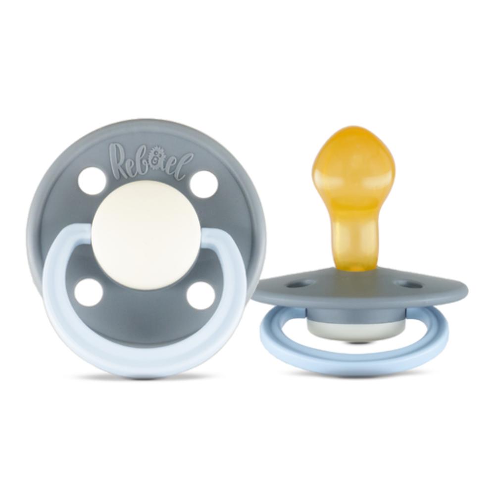 Rebael - Fashion Natural Rubber Round Pacifier Size 2 - Baby 6M+ 1-pack - Stormy Pearly Elephant