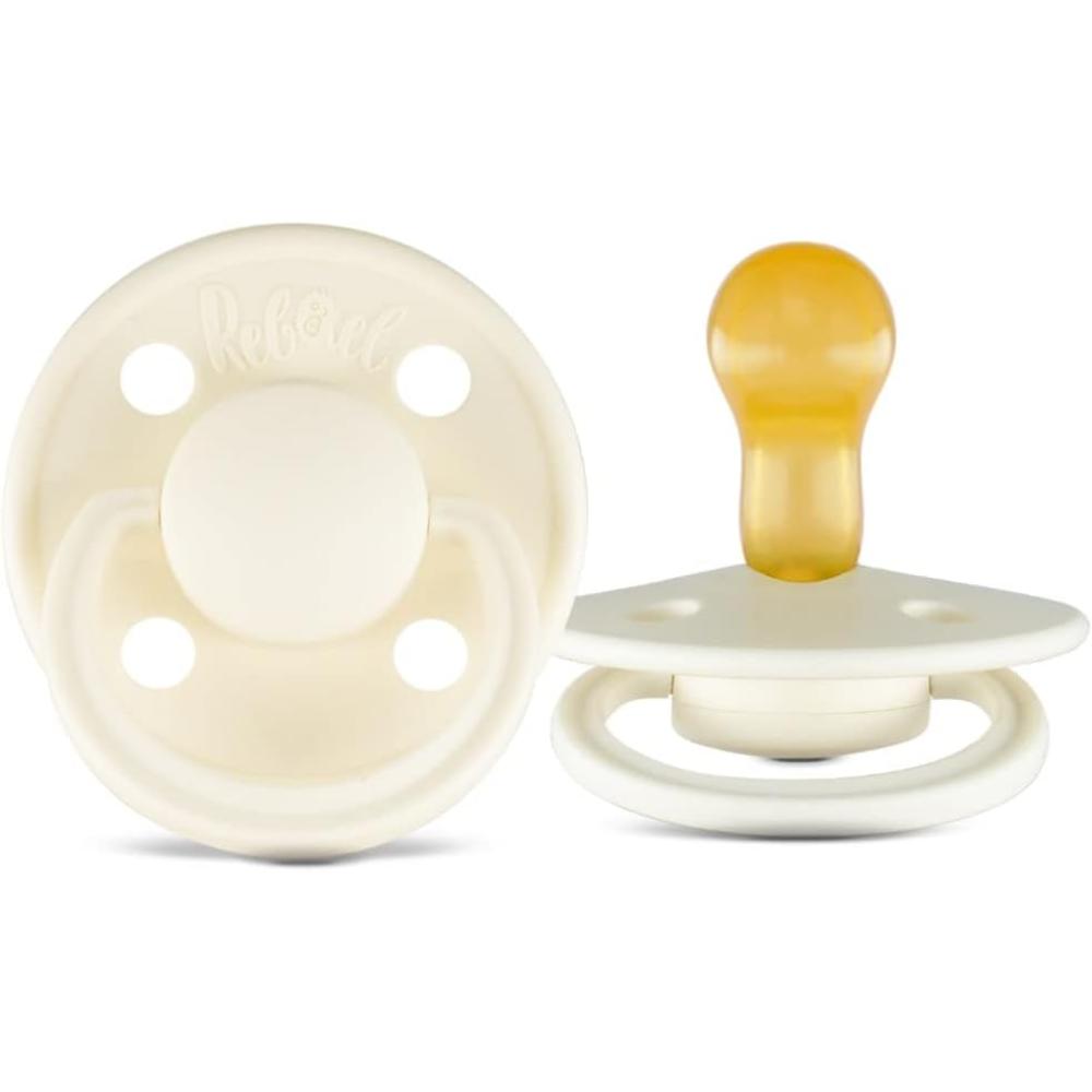 Rebael - Mono Natural Rubber Round Pacifier Size 2 - Baby 6M+ 2-pack - Champagne Powder