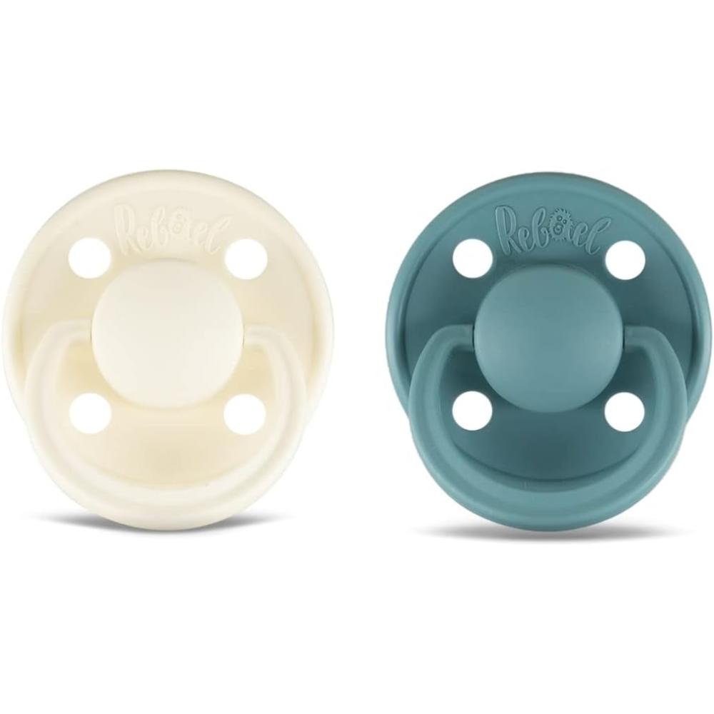 Rebael - Mono Natural Rubber Round Pacifier Size 2 - Baby 6M+ 2-pack - Champagne Powder