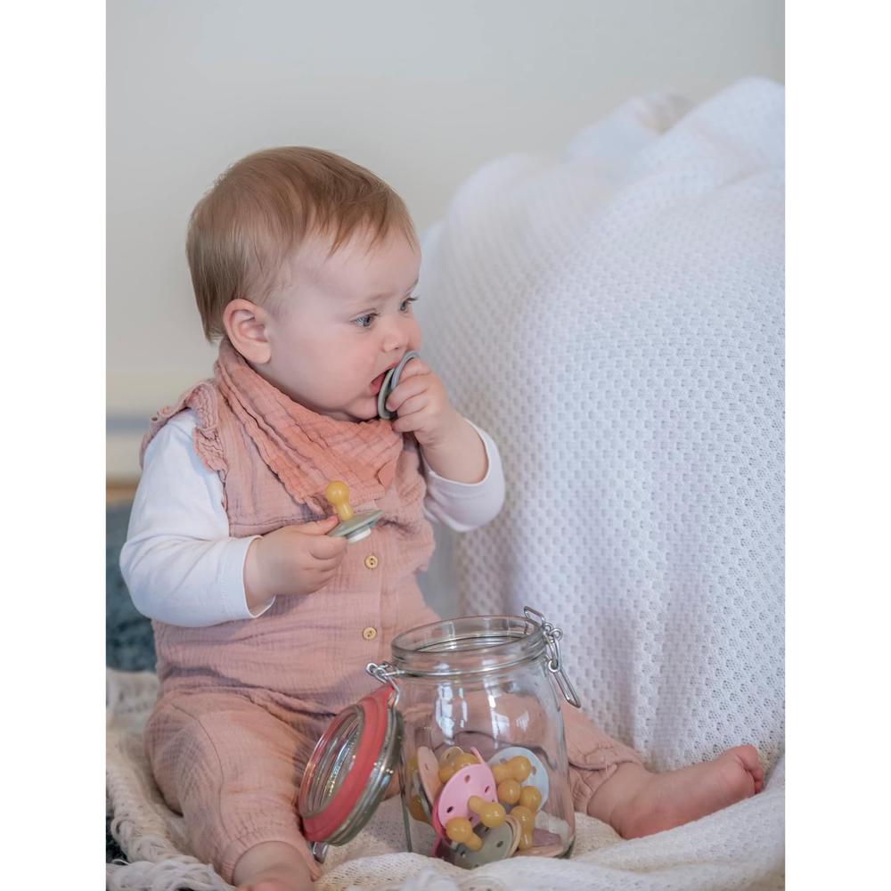 Rebael - Mono Natural Rubber Round Pacifier Size 2 - Baby 6M+ 2-pack - Sweet Pink Salmon