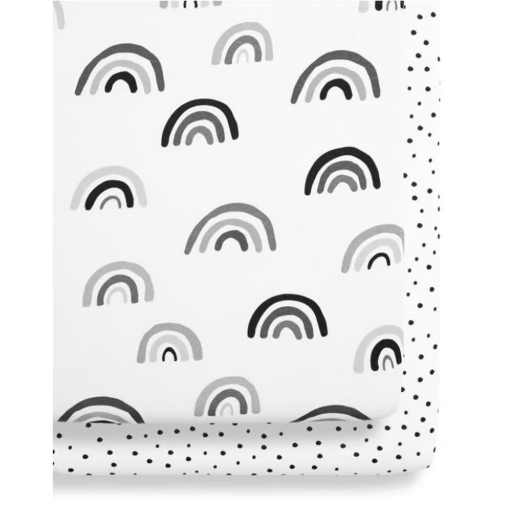 Snuz - Pod Light Breathable and 100% Soft Jersey Cotton Crib Fitted Sheets - Mono Rainbow