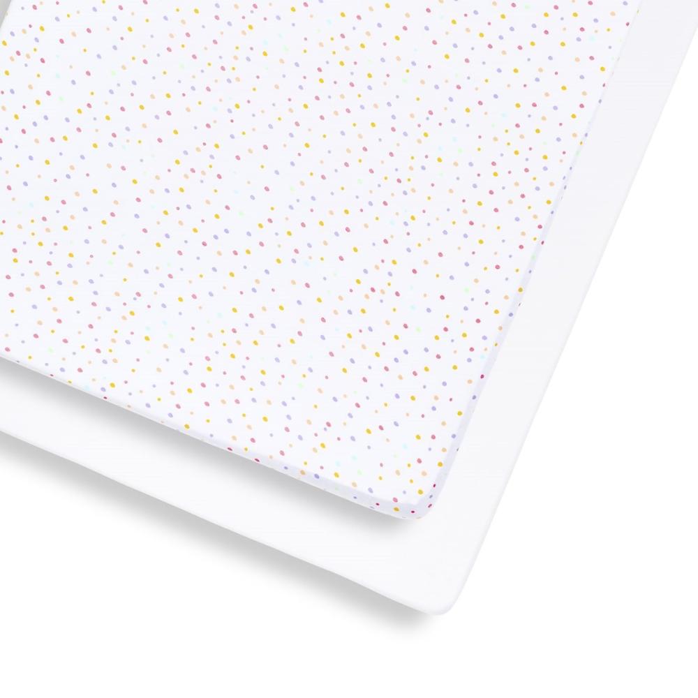 Snuz - Pod Light Breathable and 100% Soft Jersey Cotton Fitted Sheets For Cot & Cot Bed Pack of 2 - Color Spots