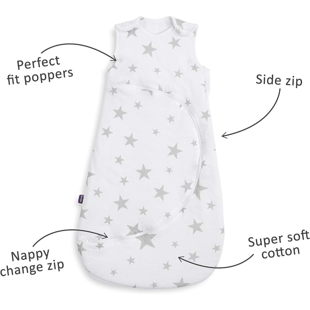 Snuz - Pouch Baby Sleeping Bag with Zip for Easy Nappy Changing L - Grey Star