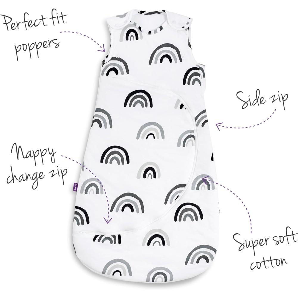 Snuz - Pouch Baby Sleeping Bag with Zip for Easy Nappy Changing L - Mono Rainbow