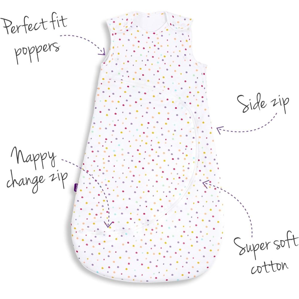 Snuz - Pouch Baby Sleeping Bag with Zip for Easy Nappy Changing Large - Multi Spot