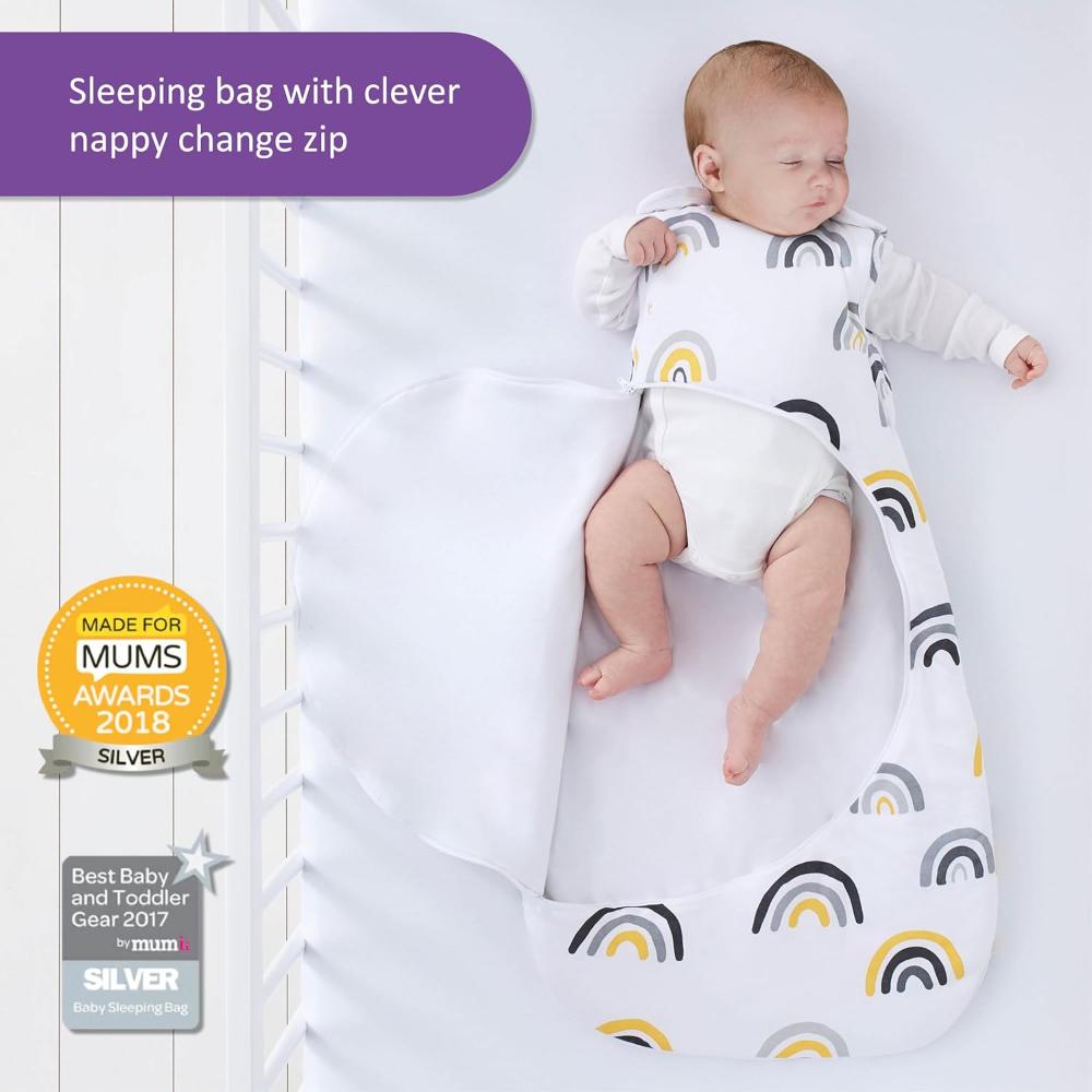 Snuz - Pouch Baby Sleeping Bag with Zip for Easy Nappy Changing - Mustard Rainbow
