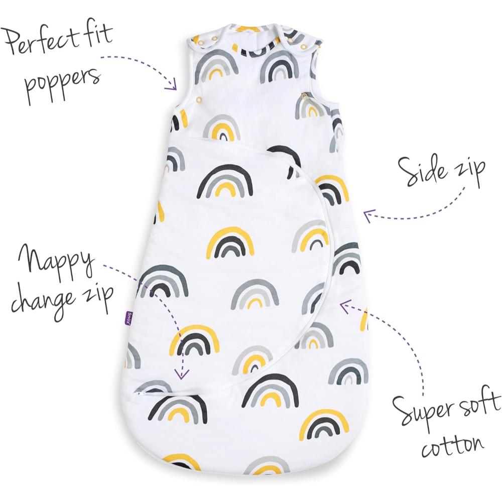 Snuz - Pouch Baby Sleeping Bag with Zip for Easy Nappy Changing - Mustard Rainbow