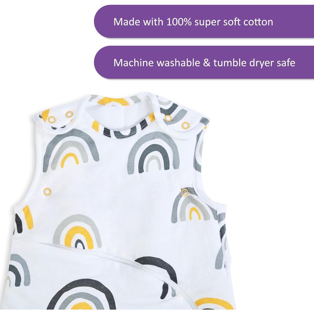 Snuz - Pouch Baby Sleeping Bag with Zip for Easy Nappy Changing - Mustard Rainbow