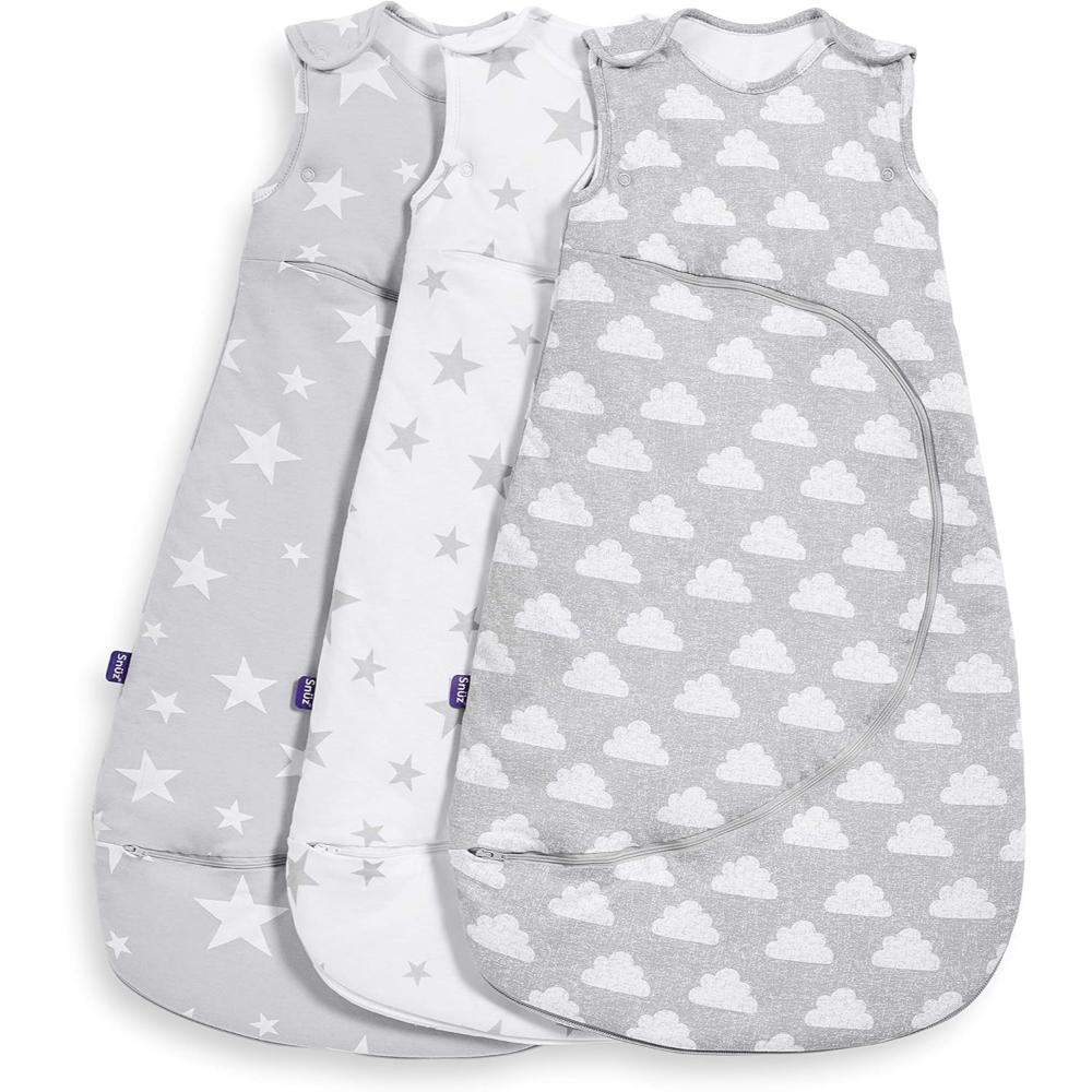 Snuz - Pouch Baby Sleeping Bag with Zip for Easy Nappy Changing - White Star