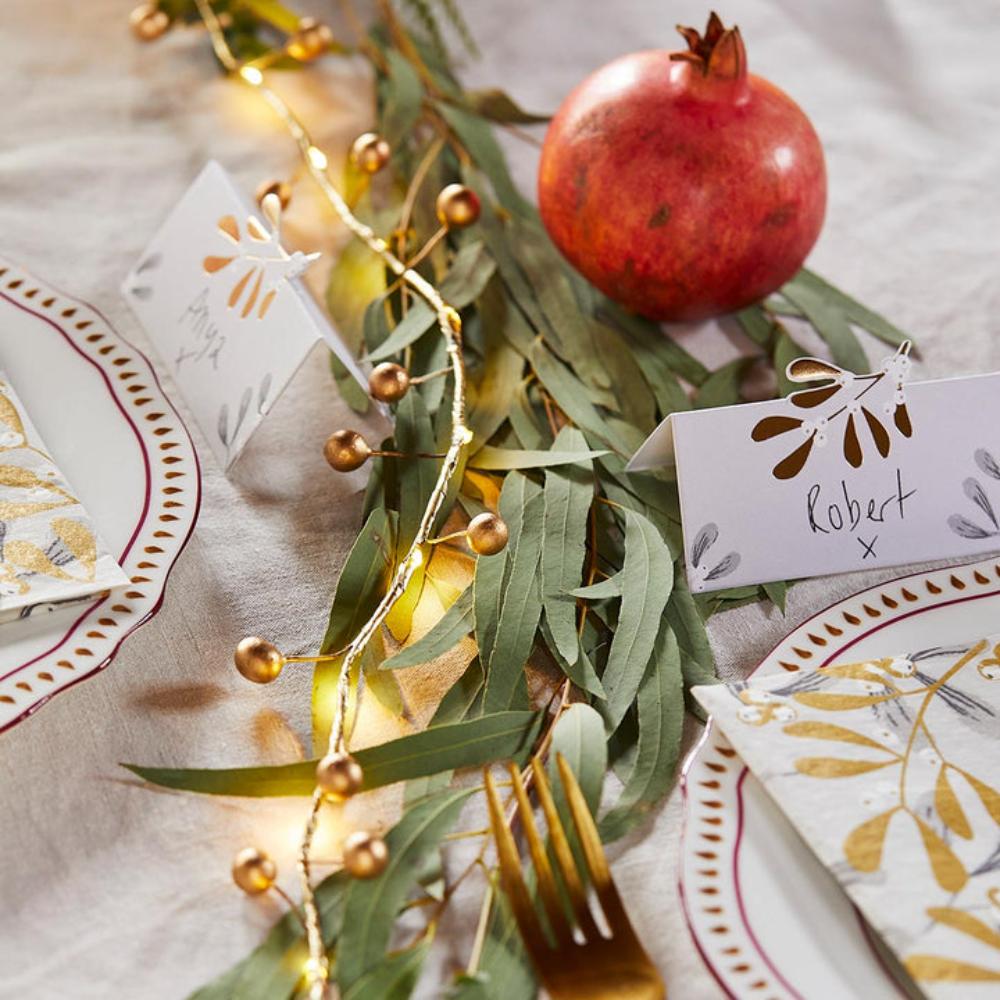 Talking Tables -Botanical Berry Gold Berry Branch With Warm White Led Light, 2M