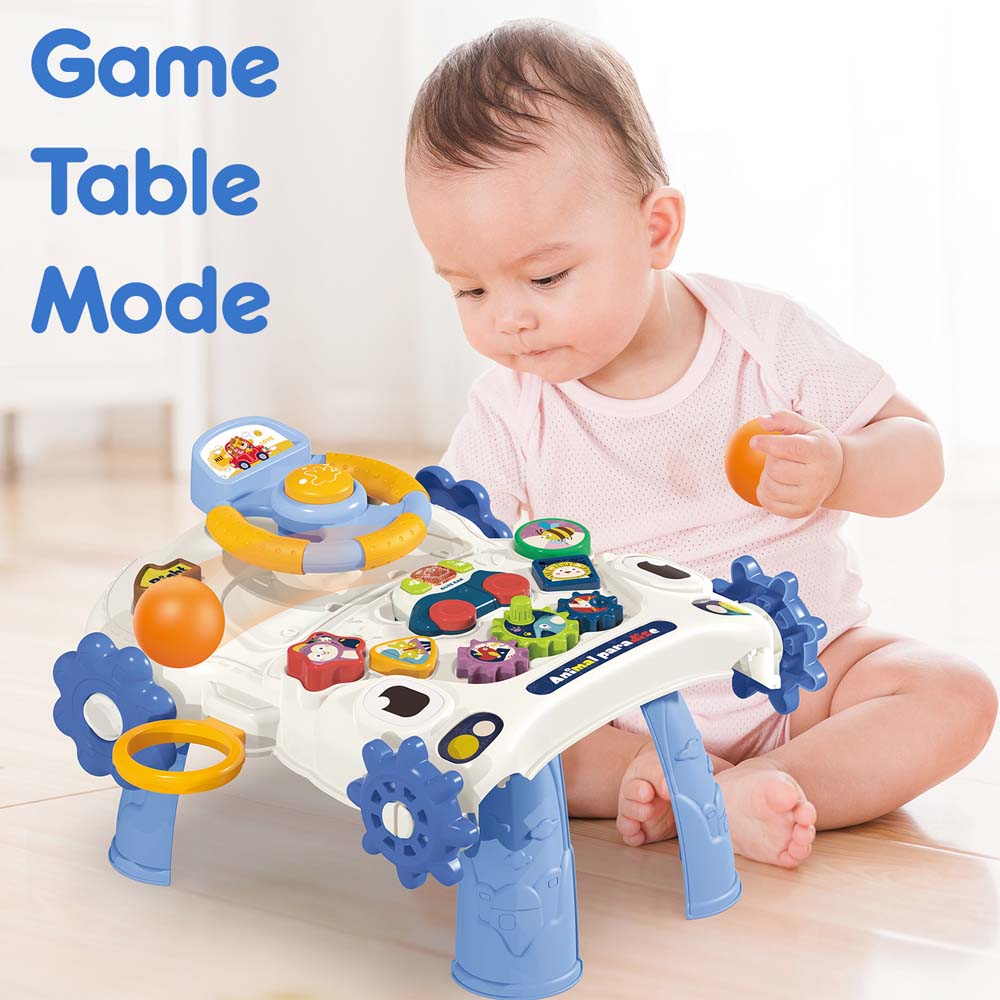 Teknum - 5 - IN - 1 Baby Walker / Learning Table Mode / Game Panel Mode / Scooter Mode / Roller Coaster Mode with Musical keyboard - Blue