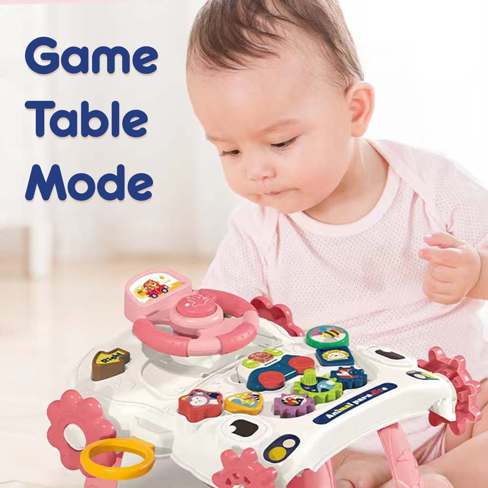 Teknum - 5 - IN - 1 Baby Walker / Learning Table Mode / Game Panel Mode / Scooter Mode / Roller Coaster Mode with Musical keyboard - Pink
