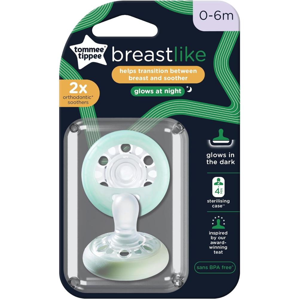 Tommee Tippee - Closer To Nature Night Time Soother Pack Of 2 - 0 To 6M