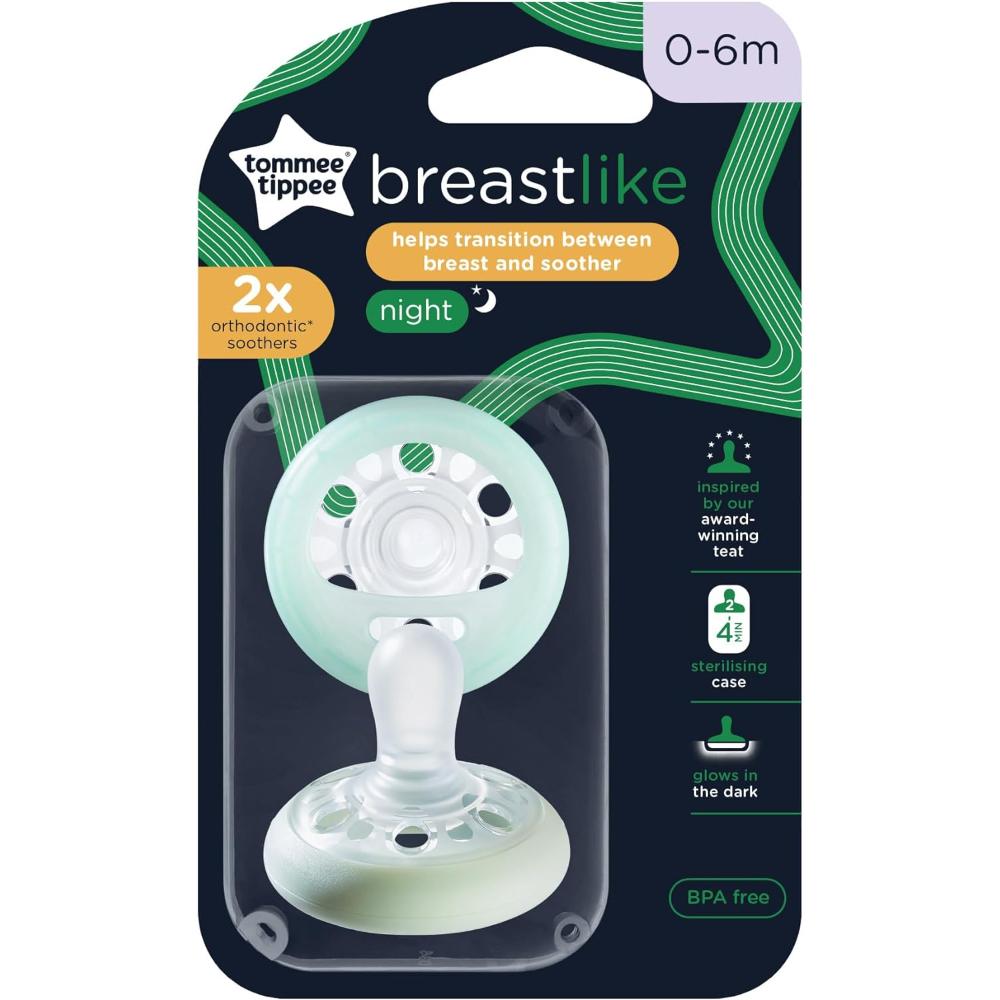 Tommee Tippee - Closer To Nature Night Time Soother Pack Of 2 - 0 To 6M